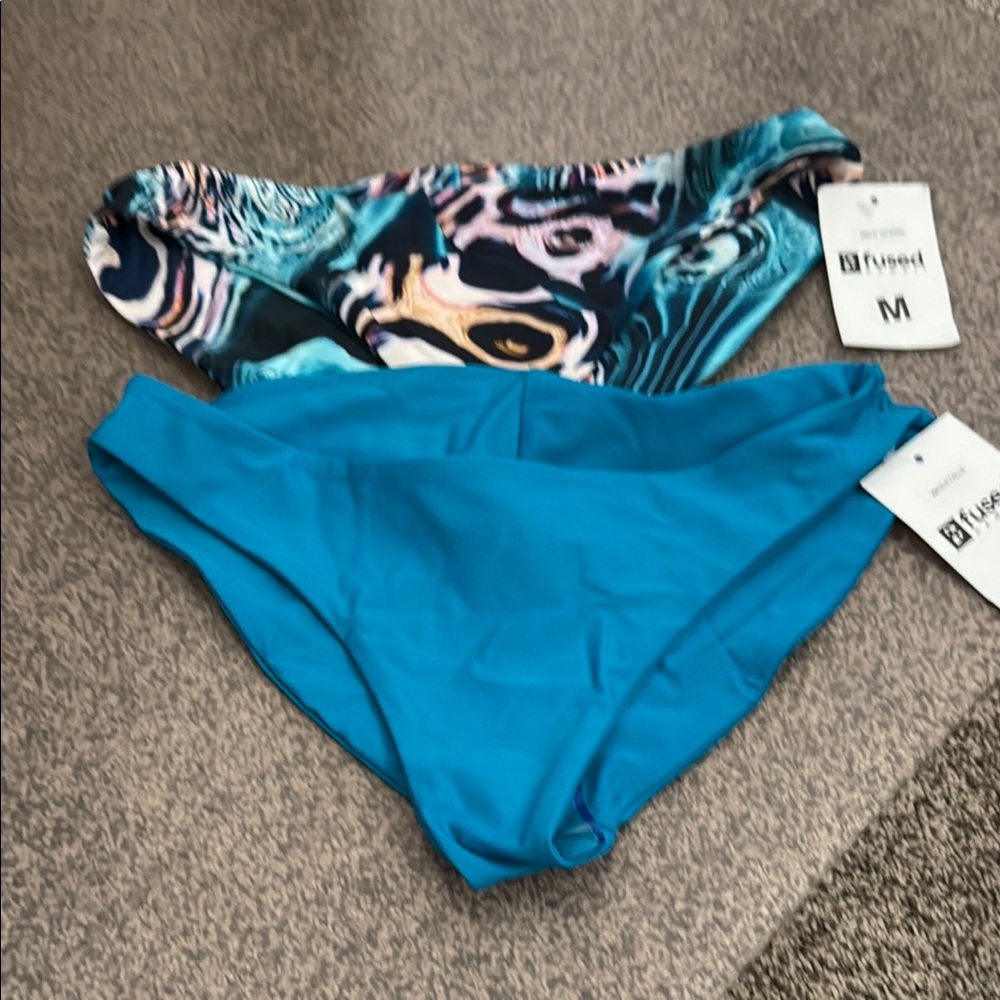Women's Blue and Multicolor Bikini Bottoms